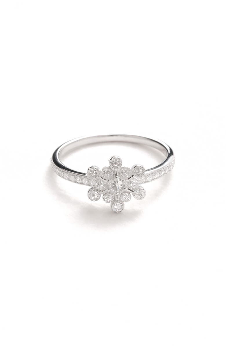 BEST SILVER Cubic Zirconia Snowflake Ring, Main, color, 