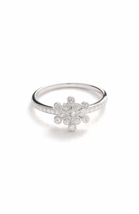 BEST SILVER Cubic Zirconia Snowflake Ring
