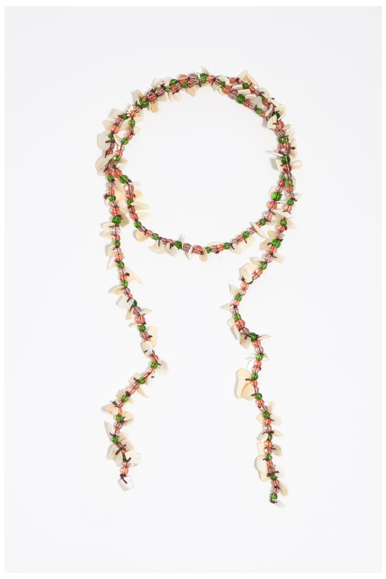 Beads And Mother-Of-Pearl Seashell Necklace, Main, color, GREEN