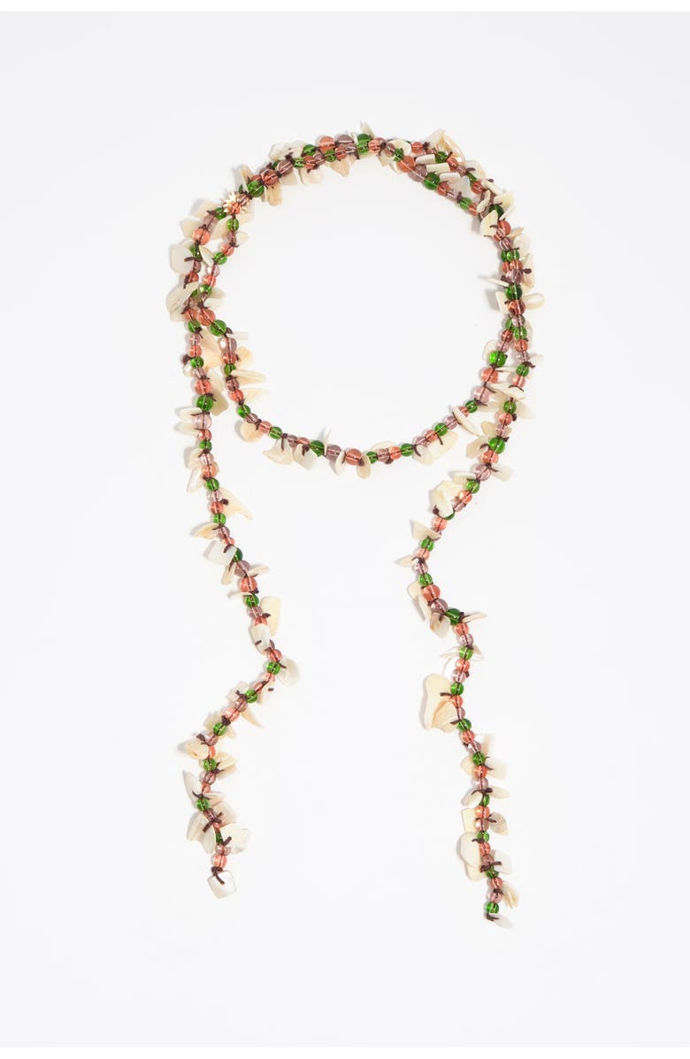 Bimba y Lola Beads And Mother-Of-Pearl Seashell Necklace, Main, color, Green