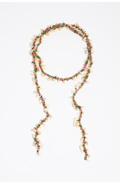 Beads And Mother-Of-Pearl Seashell Necklace