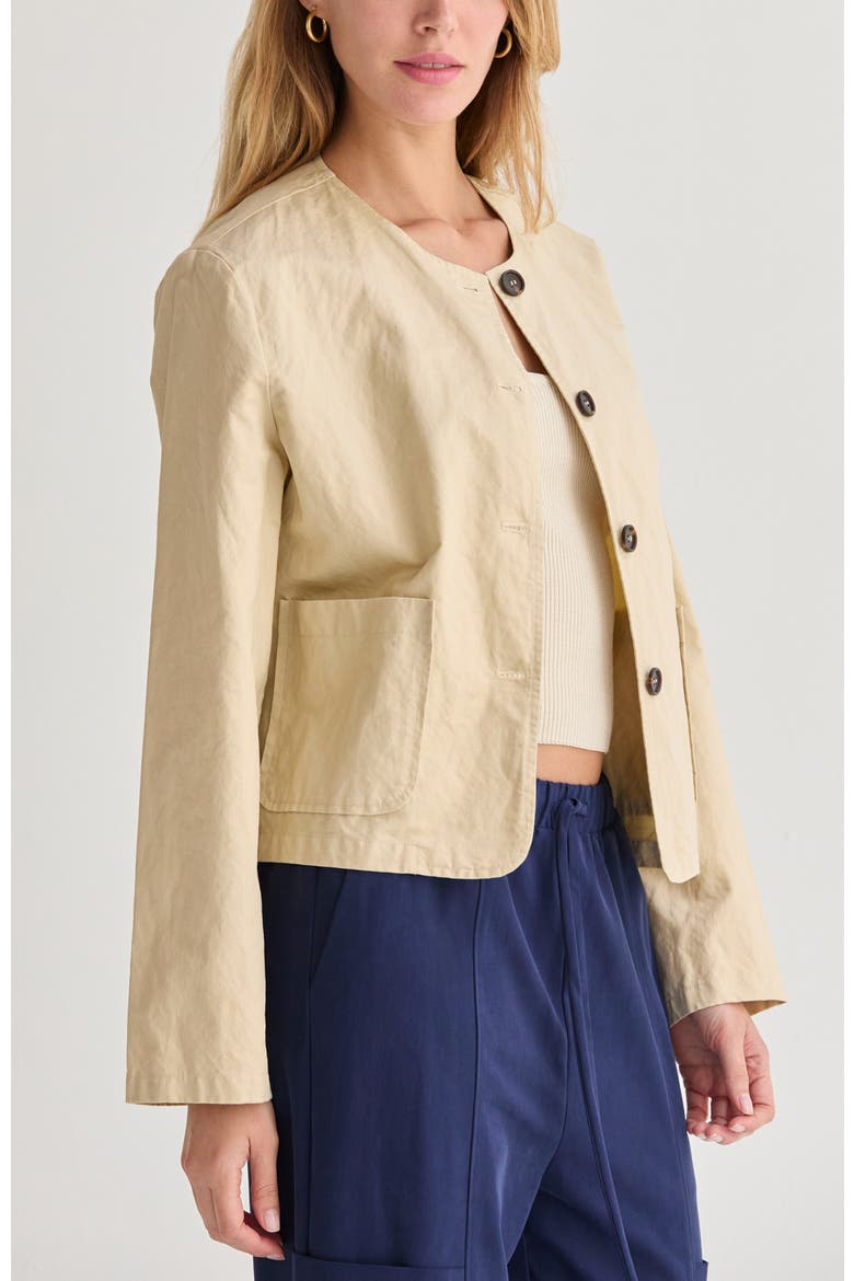 Crinkled Woven Jacket, Alternate, color, Bone