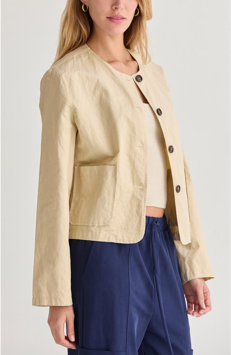 CRESCENT Crinkled Woven Jacket, Alternate, color, Bone