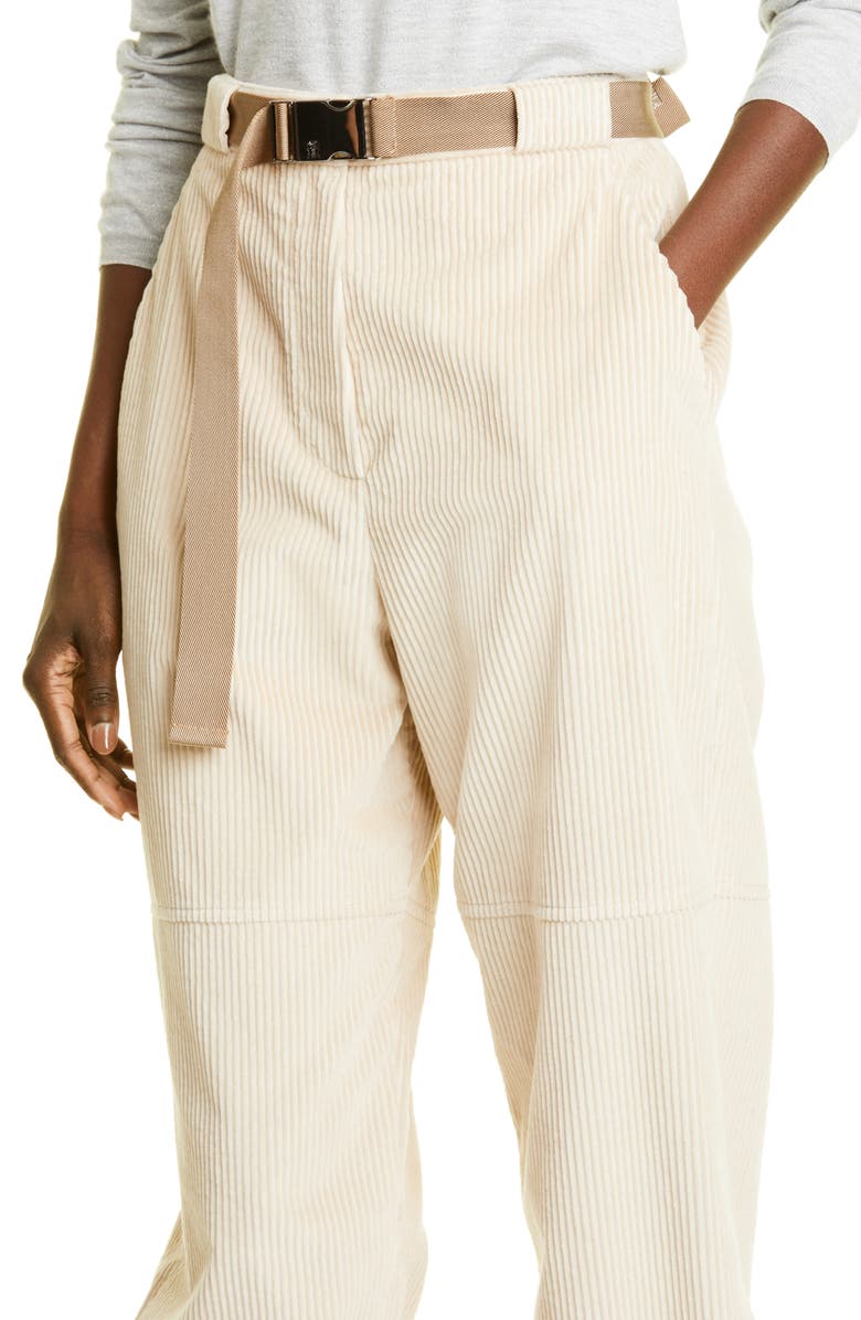 Brunello Cucinelli Belted Zip Cuff Corduroy Joggers, Alternate, color,