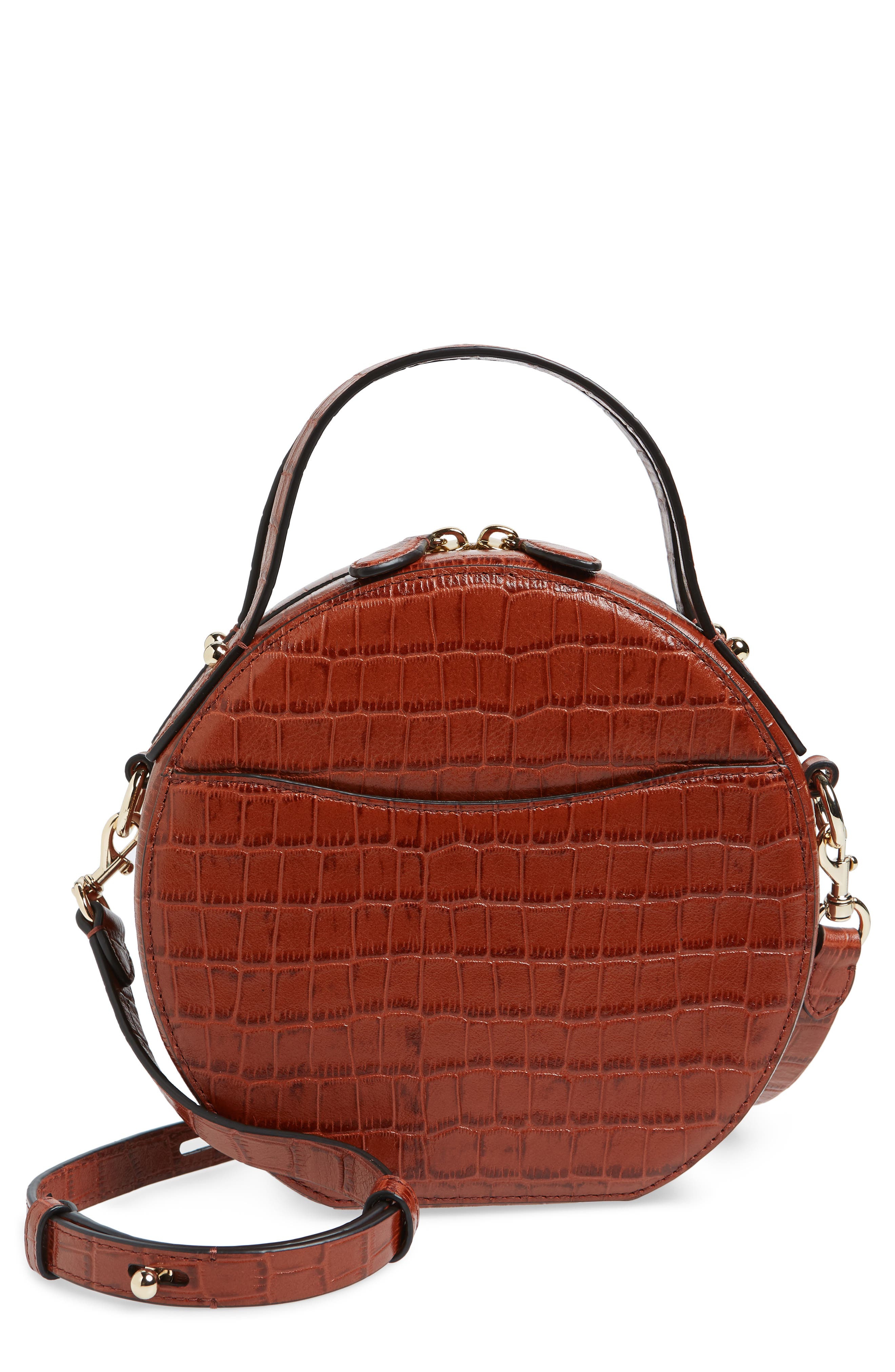 Rebecca Minkoff Jody Croc Embossed Leather Circle Crossbody Bag, Main, color, 