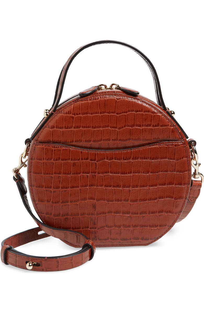 Rebecca Minkoff Jody Croc Embossed Leather Circle Crossbody Bag, Main, color,