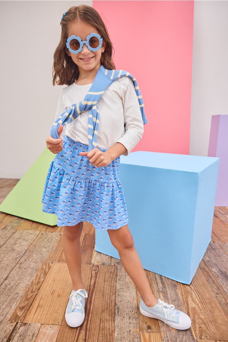 Kids' Sally Skort, Alternate, color, Cornflower Block Print
