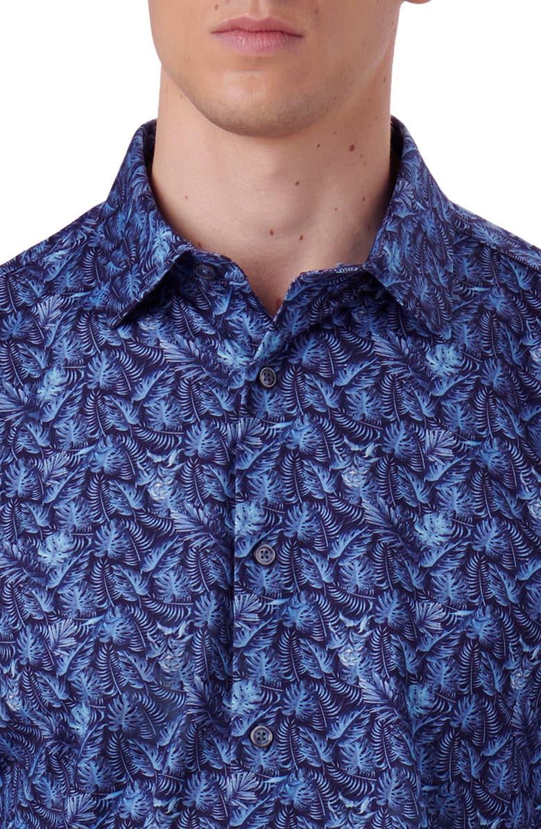 Bugatchi James OoohCotton<sup>®</sup> Leaf Print Button-Up Shirt, Alternate, color,