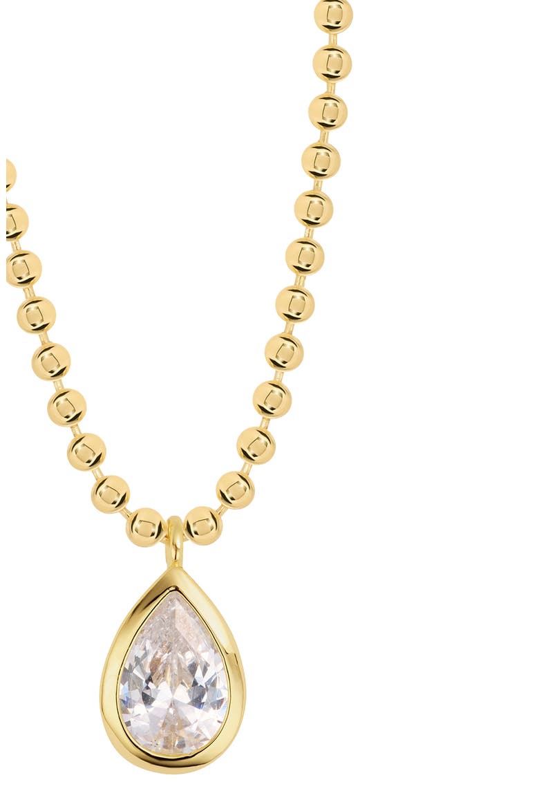 Modern Muse Teardrop Bezel Beaded Necklace, Alternate, color, GOLD