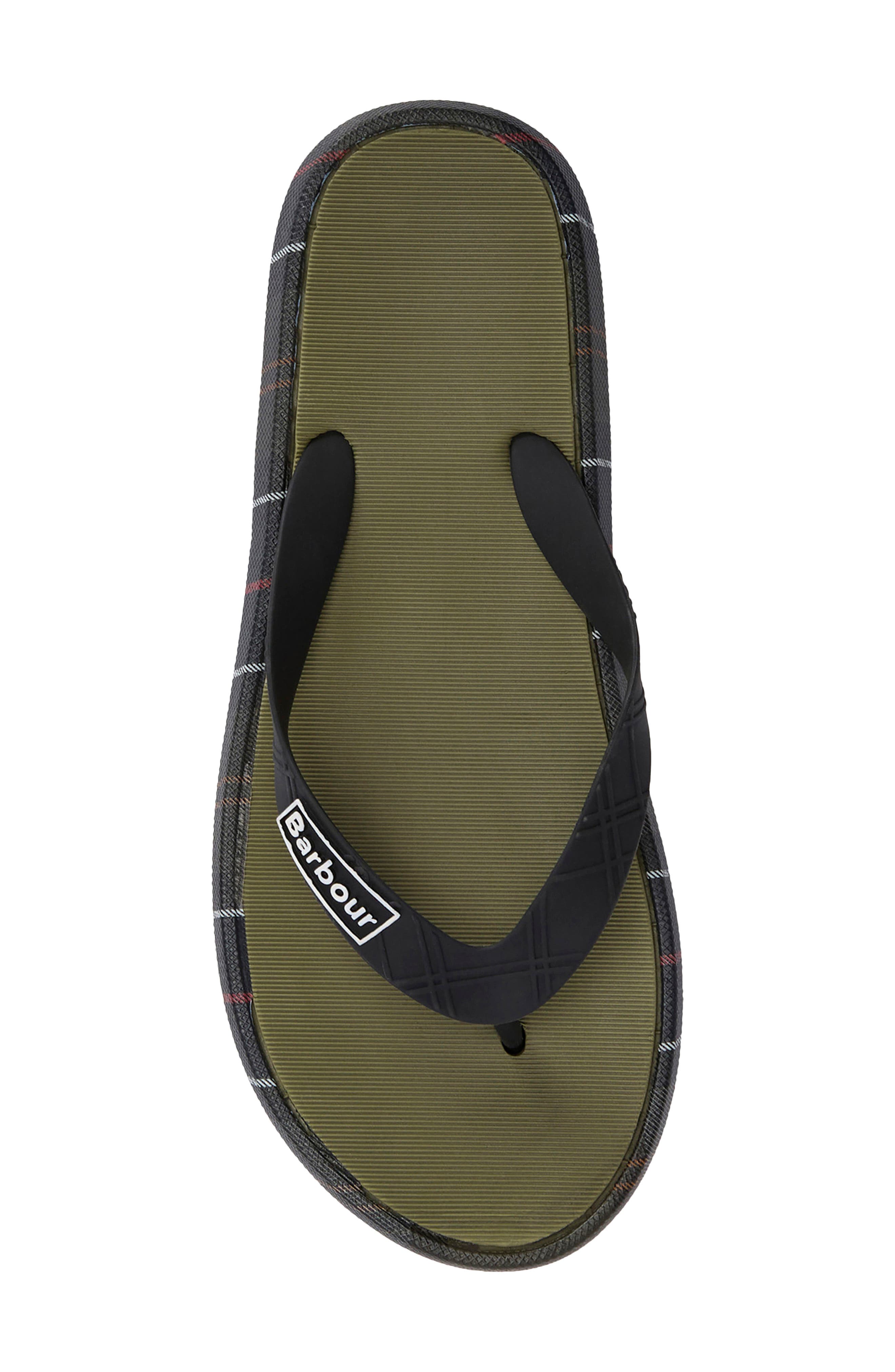 Barbour Oakdale Flip Flop, Alternate, color, Olive/ Classic Tartan