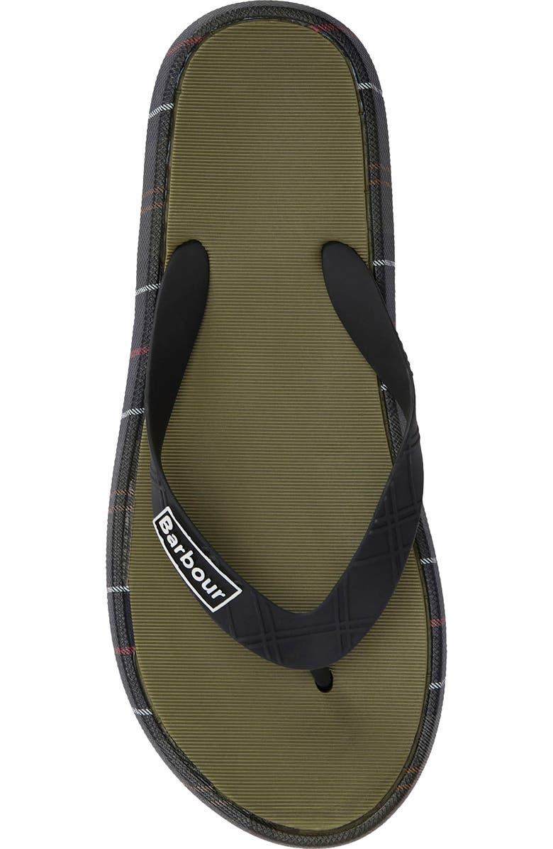 Barbour Oakdale Flip Flop, Alternate, color, Olive/ Classic Tartan