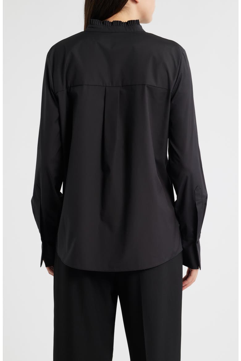 Mick Rhinestone Ruffle Cotton Blend Button-Up Shirt, Alternate, color, BLACK