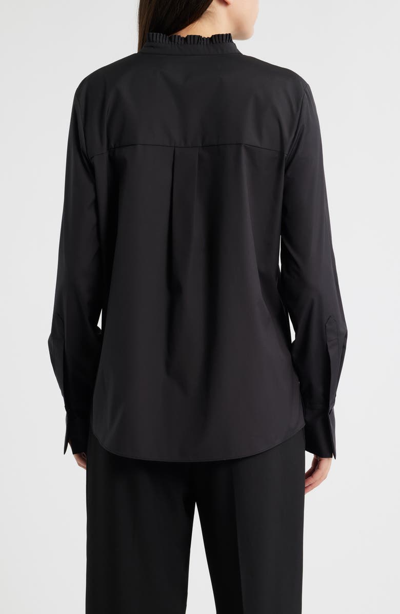 KOBI HALPERIN Mick Rhinestone Ruffle Cotton Blend Button-Up Shirt, Alternate, color, Black