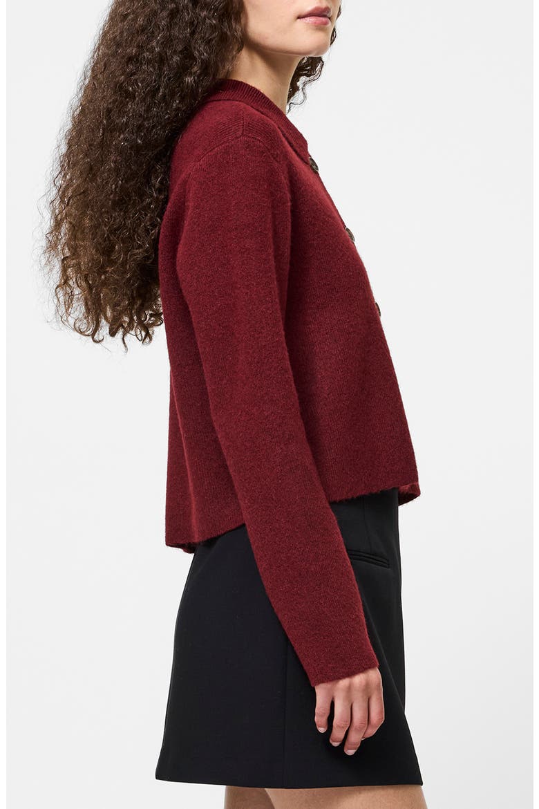Ellie Collared Crop Cardigan, Alternate, color, CABERNET