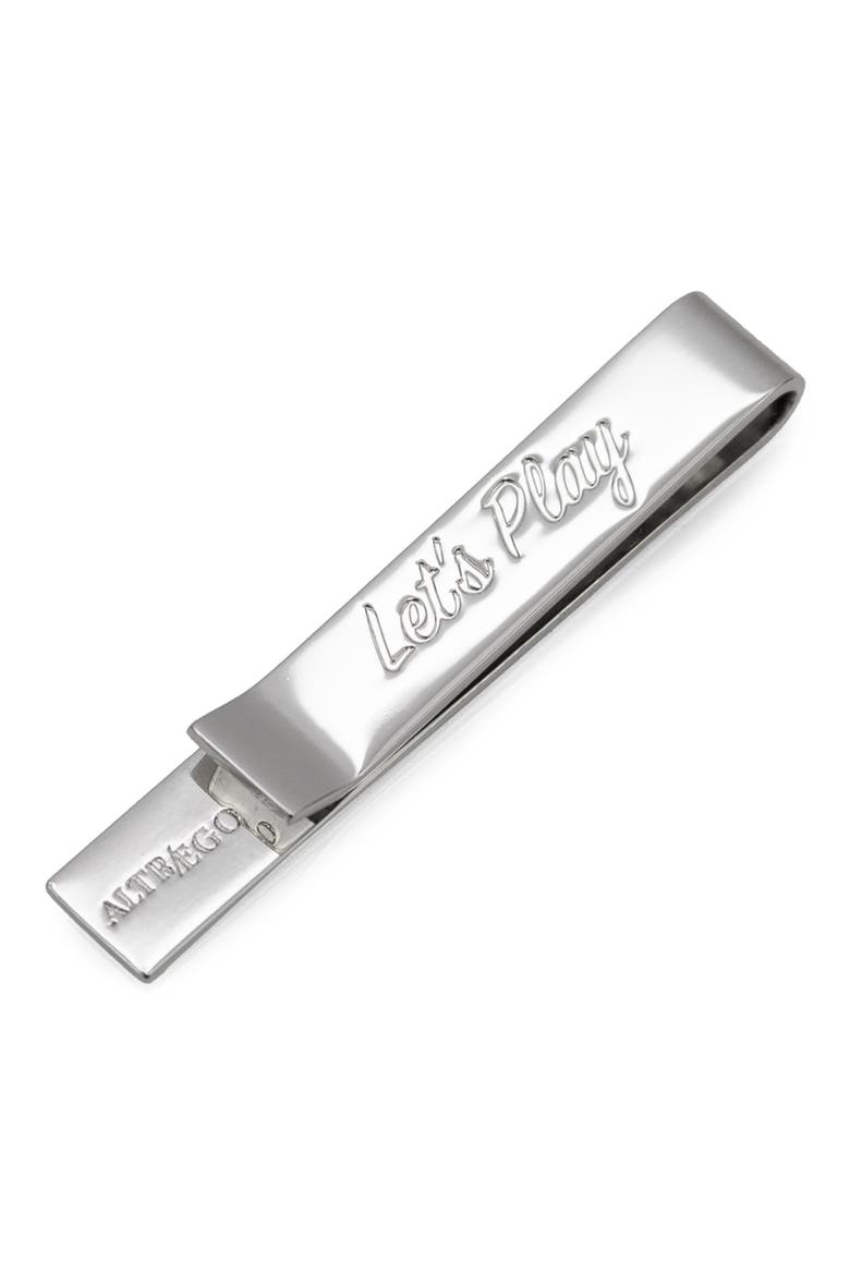 Let's Play Hidden Message Tie Bar, Alternate, color, SILVER