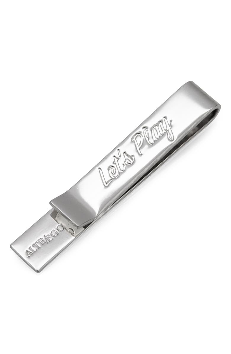 Cufflinks, Inc. Let's Play Hidden Message Tie Bar, Alternate, color, Silver