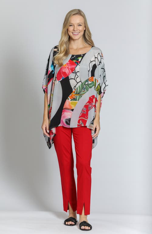 Apny Print Cupro Blend Caftan Top In Grey Multi