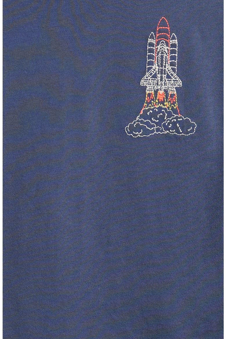 Kids' Long Sleeve Embroidered Cotton T-Shirt, Alternate, color, VINTAGE INDIGO