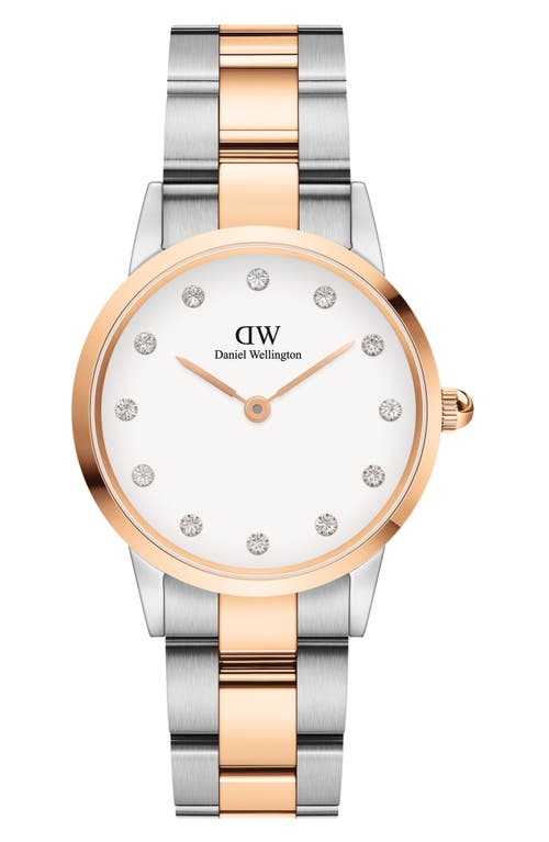 Daniel Wellington Iconic Lumine Bracelet Watch, 28mm in Rose Gold/Silver 