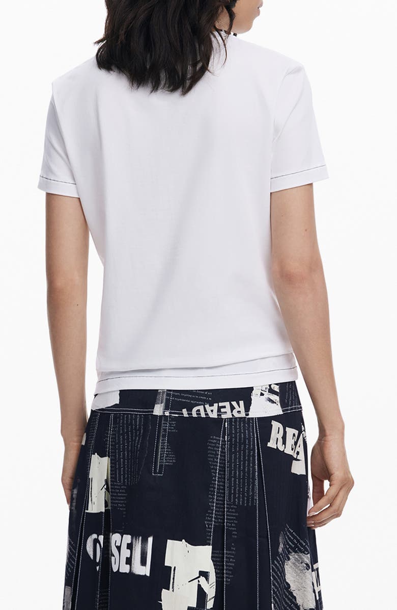 Desigual Heart Cotton Graphic T-Shirt, Alternate, color, White