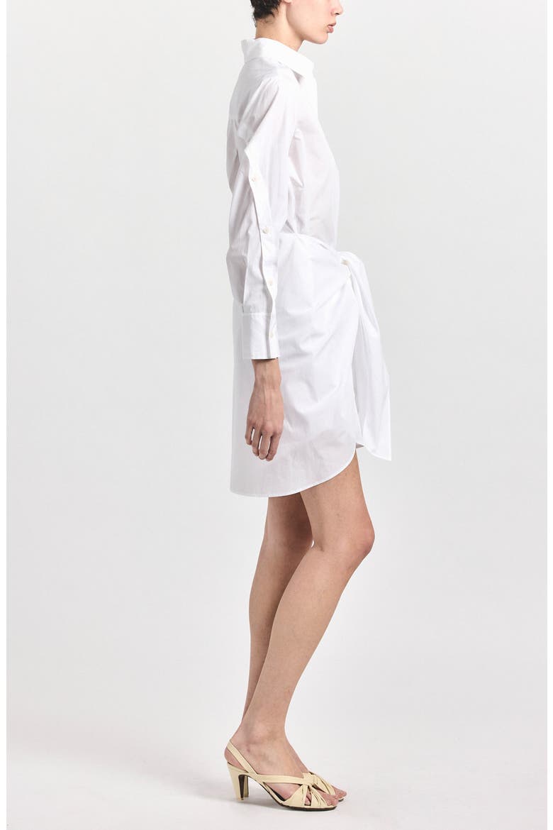 Tie Waist Cotton Shirtdress, Alternate, color, WHITE