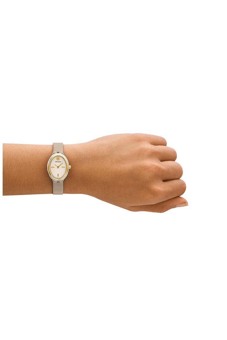 The Oval Leather Strap Watch, 22mm x 28mm, Alternate, color, GOLD
