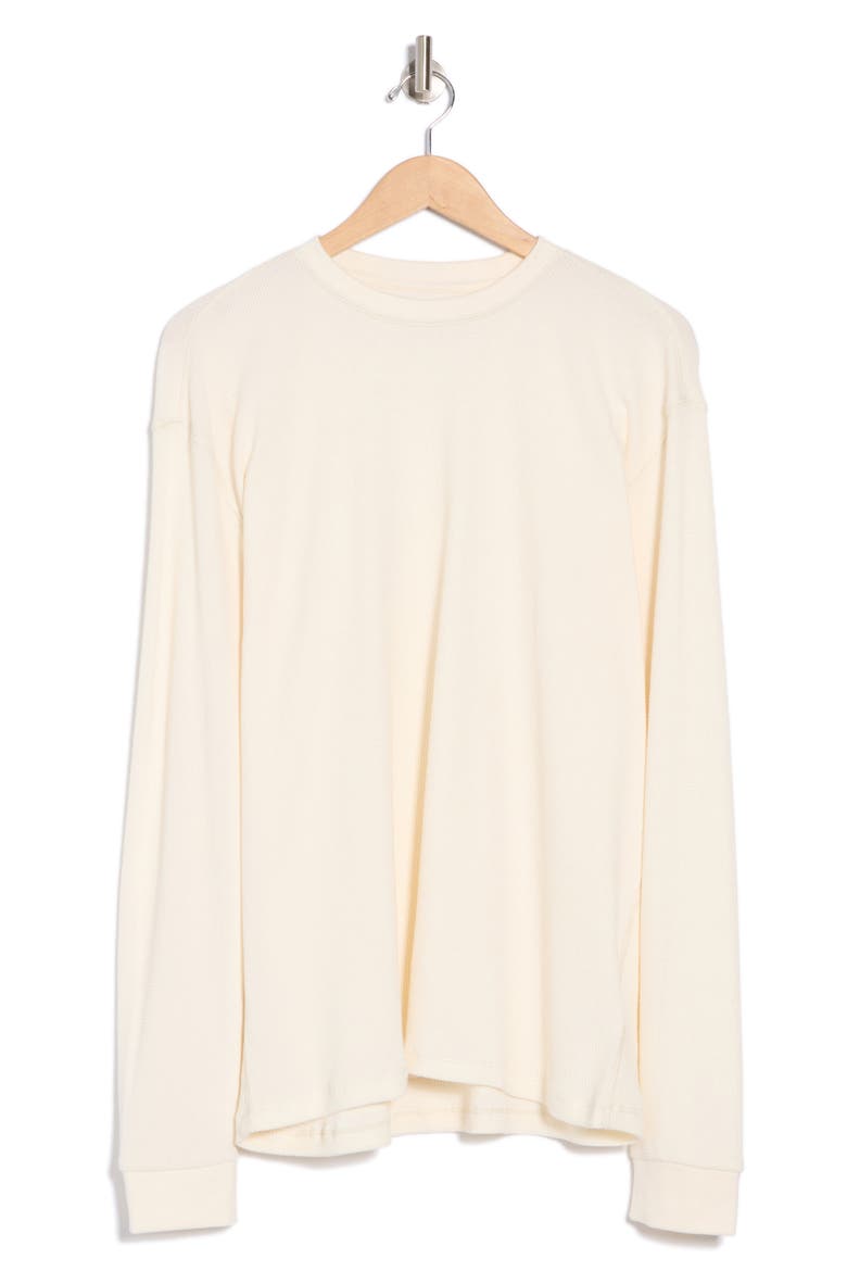 Crewneck Waffle Knit Long Sleeve T-Shirt, Alternate, color, ECRU