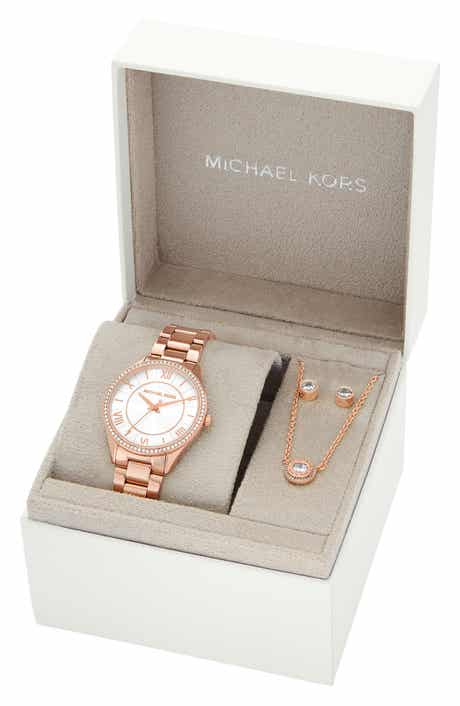 MICHAEL Michael Kors Lauryn Bracelet Watch, Necklace & Stud Earring Set, 33mm