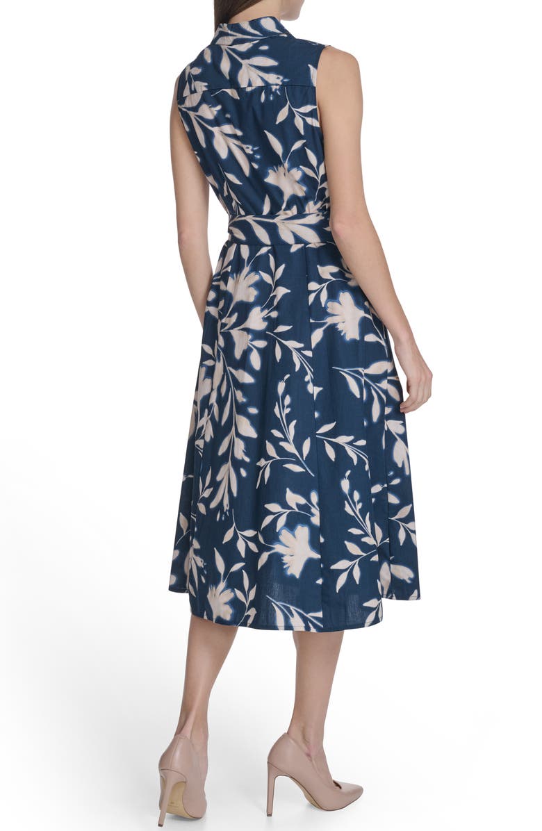 Calvin Klein Sleeveless Cotton Shirtdress, Alternate, color, Indigo/ Cashew