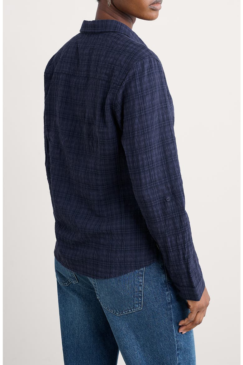 Isla Plaid Organic Cotton Blend Button-Up Shirt, Alternate, color, MARITIME