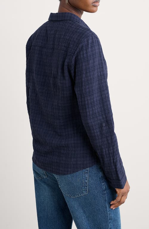 Seasalt Cornwall Isla Plaid Organic Cotton Blend Button-up Shirt In Blue