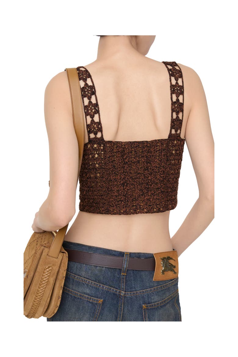 Cropped Crochet Mouliné Cotton Top, Alternate, color, Black/red