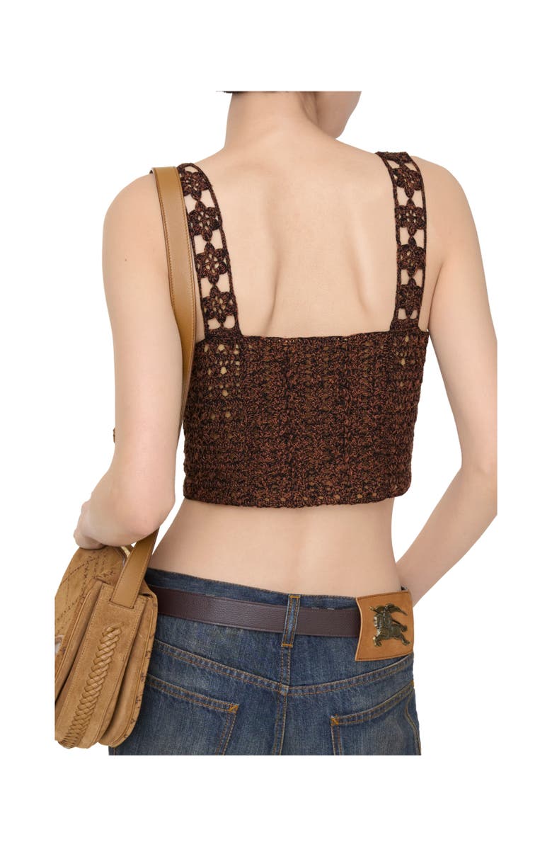 Burberry Cropped Crochet Mouliné Cotton Top, Alternate, color, Black/Red