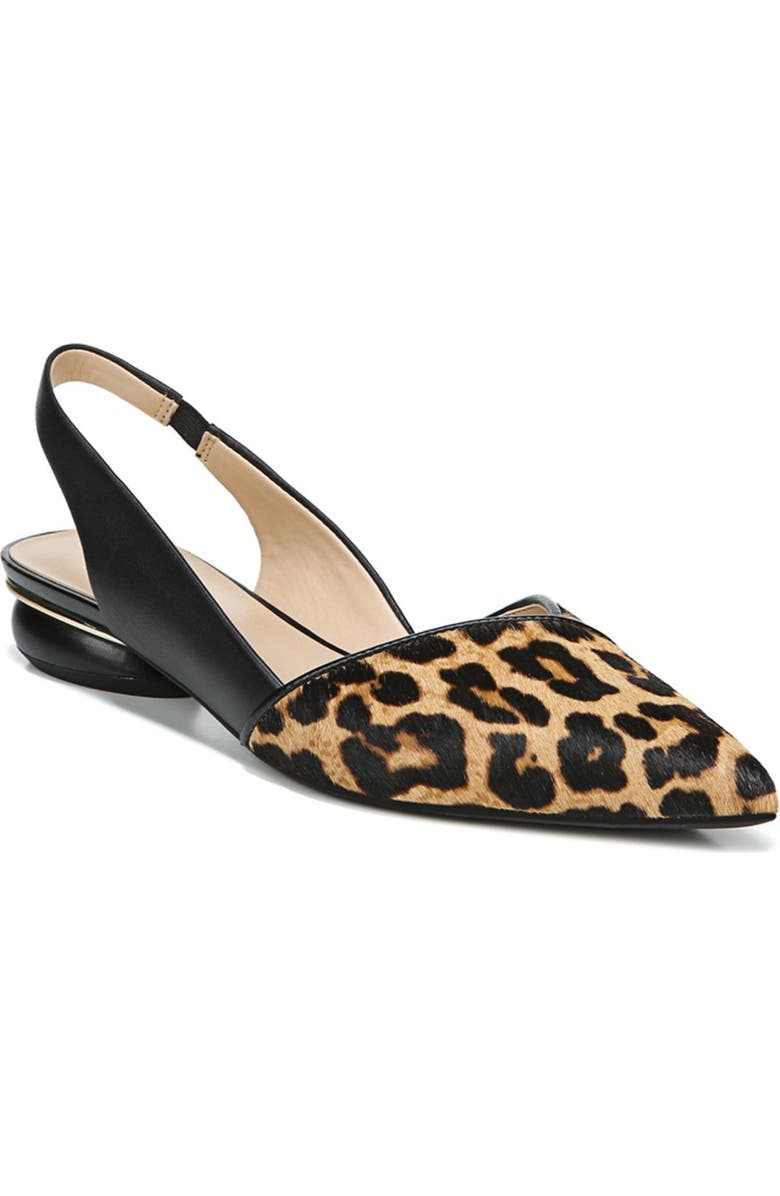 Franco Sarto Rosaline Genuine Calf Hair Leopard Print Slingback Flat, Main, color,