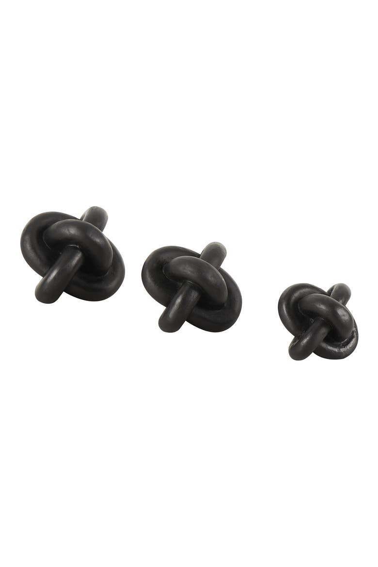 Set of 3 Modern Knot Sculptures, Alternate, color, BLACK