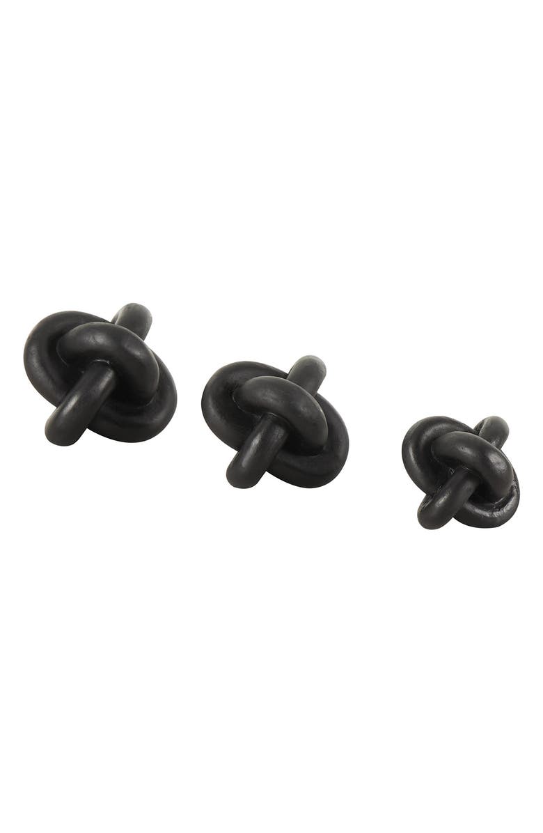 UMA Set of 3 Modern Knot Sculptures, Alternate, color, Black
