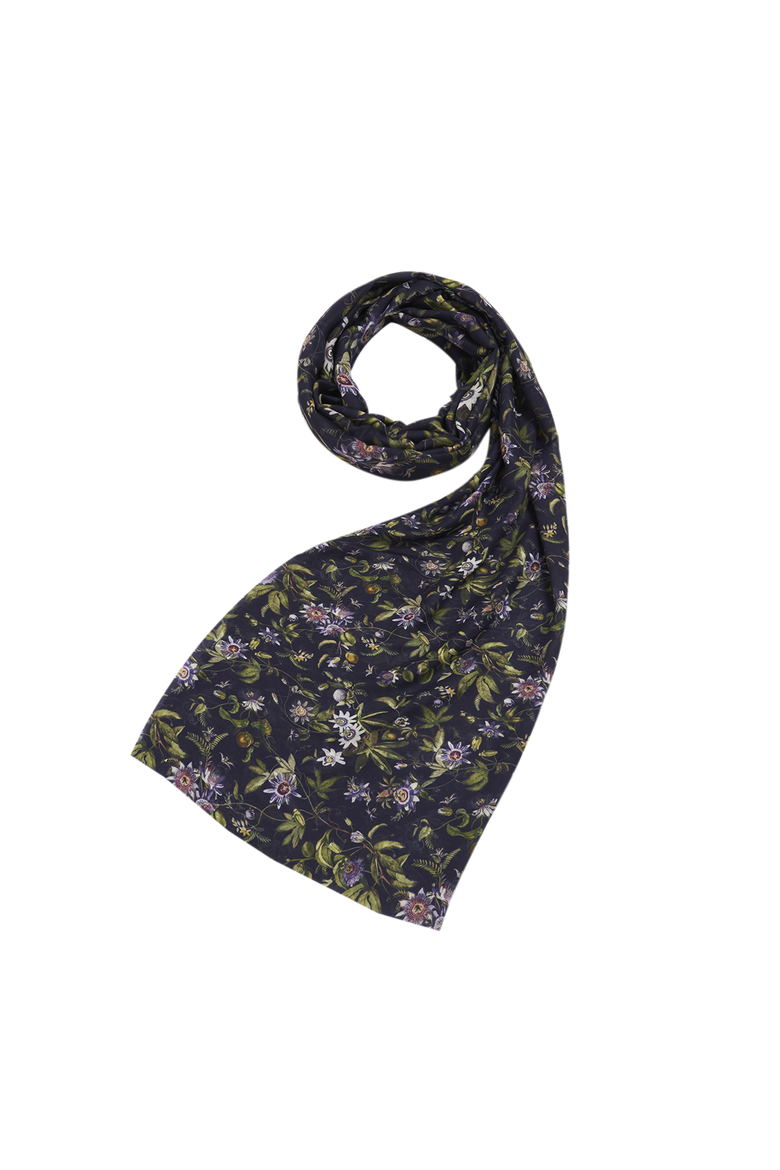 Passion Flower Lightweight Long Scarf, Main, color, Navy