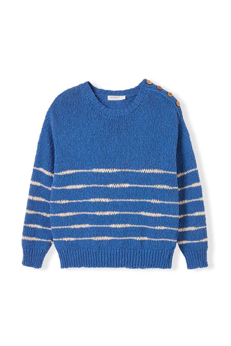 Long Sleeve Drop Stitch Breton Sweater, Alternate, color, Lapis / Ecru