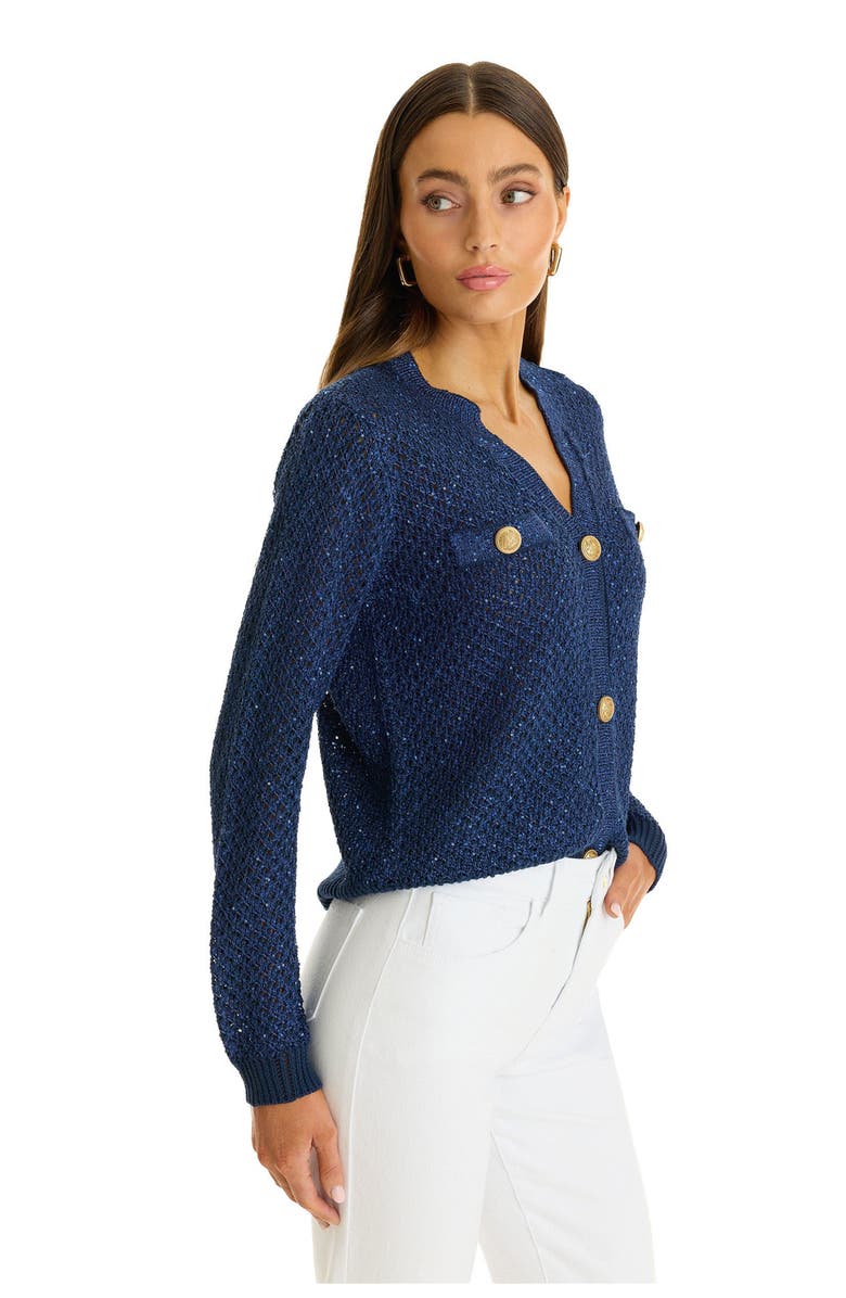 The Noli Shop Shannon Sequin Cardigan Top, Alternate, color, Navy