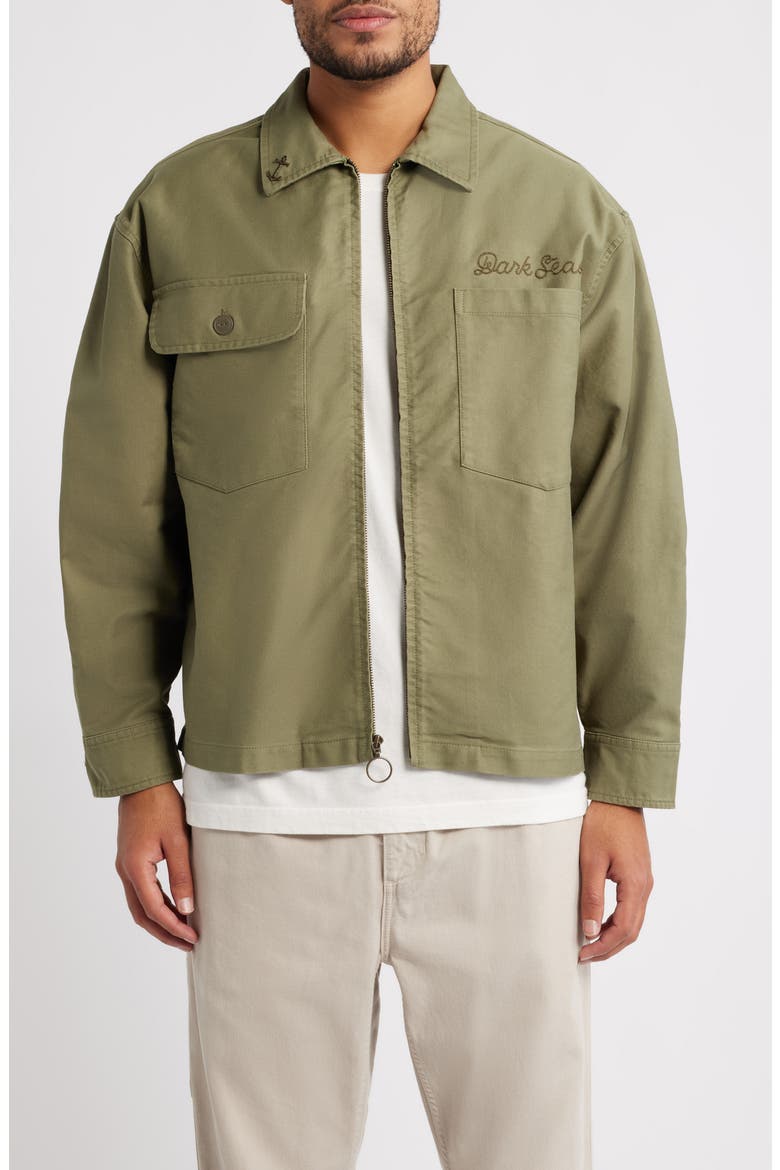 Corporal Zip-Up Cotton Canvas Worker Shirt, Main, color, OLIVE