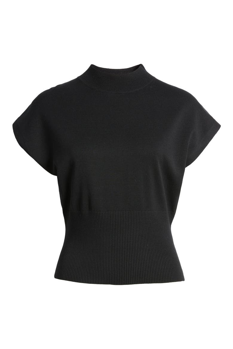 Mock Neck Rib Sweater, Alternate, color, BLACK