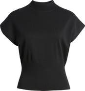 Open Edit Mock Neck Rib Sweater