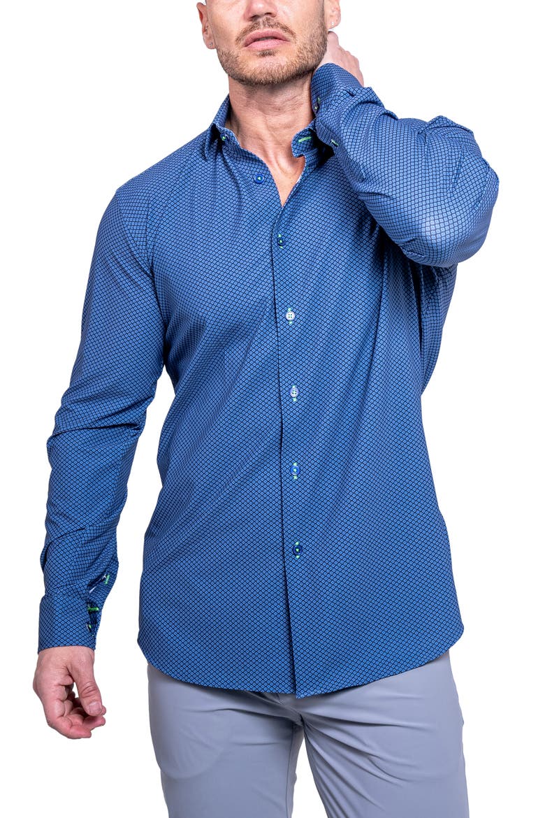 Fibonacci Resistance Contemporary Fit Button-Up Shirt, Alternate, color, BLUE