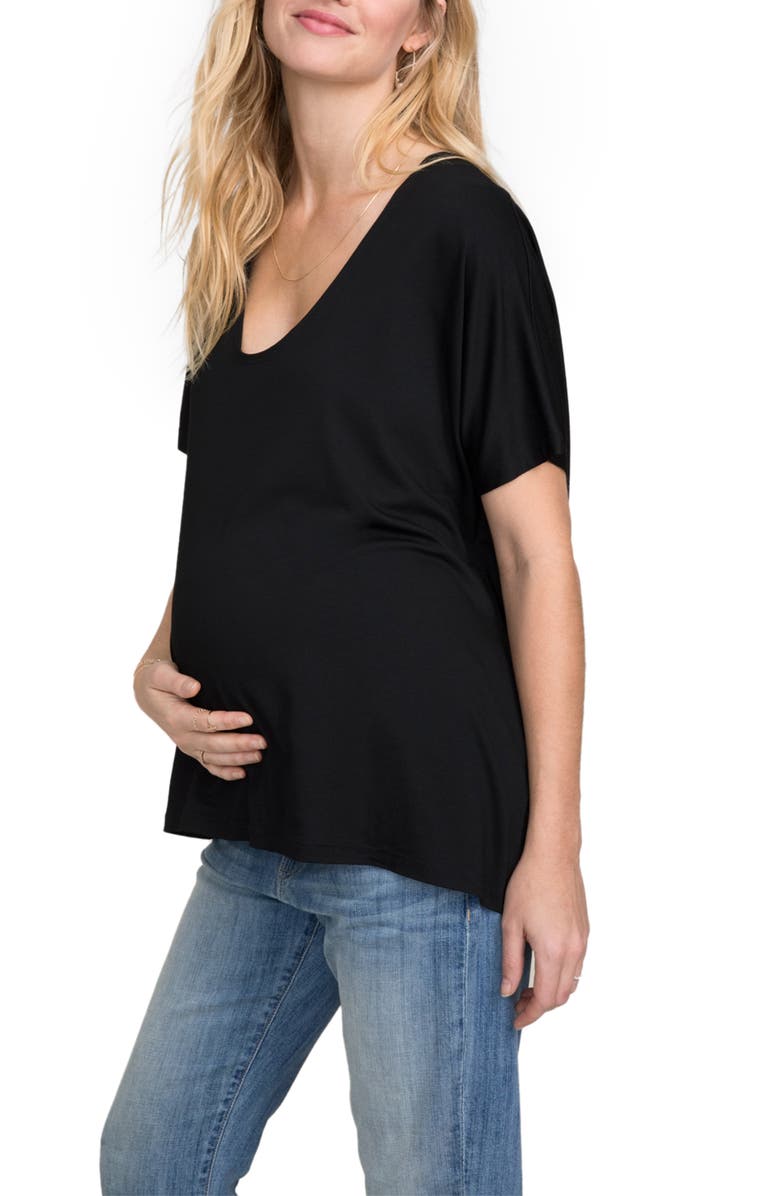 HATCH The Perfect Vee Maternity Tee, Alternate, color, Black