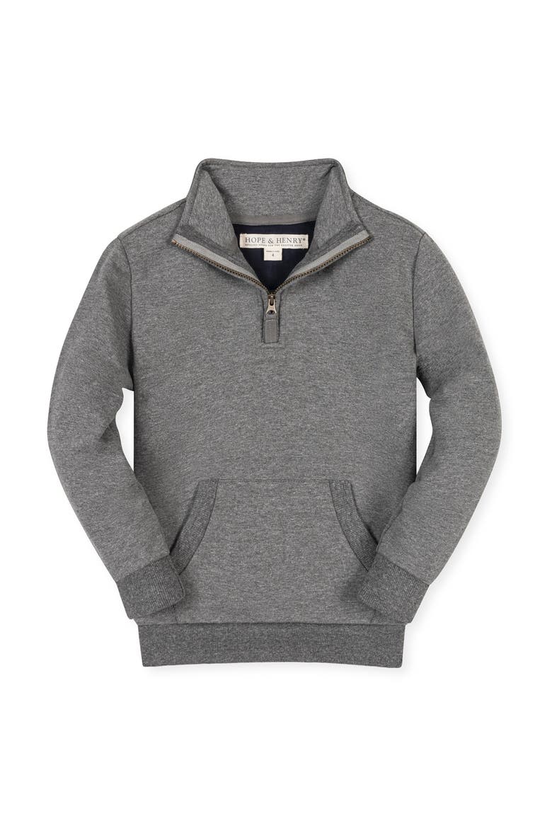 Kids' Organic French Terry Half-Zip Kanga Pullover, Main, color, Dark Gray Heather