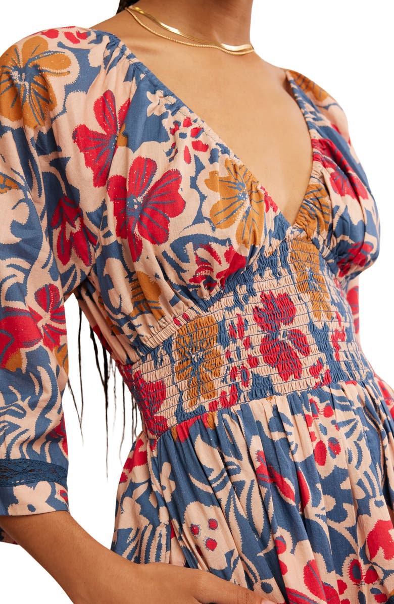 Printed Smocked Waist Maxi Dress