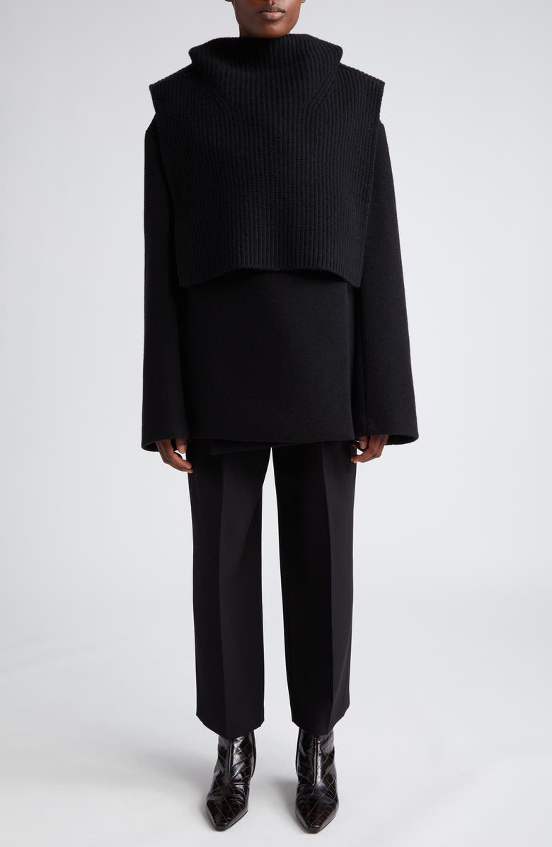 TOTEME Rib Wool & Cashmere Hooded Bib, Alternate, color,