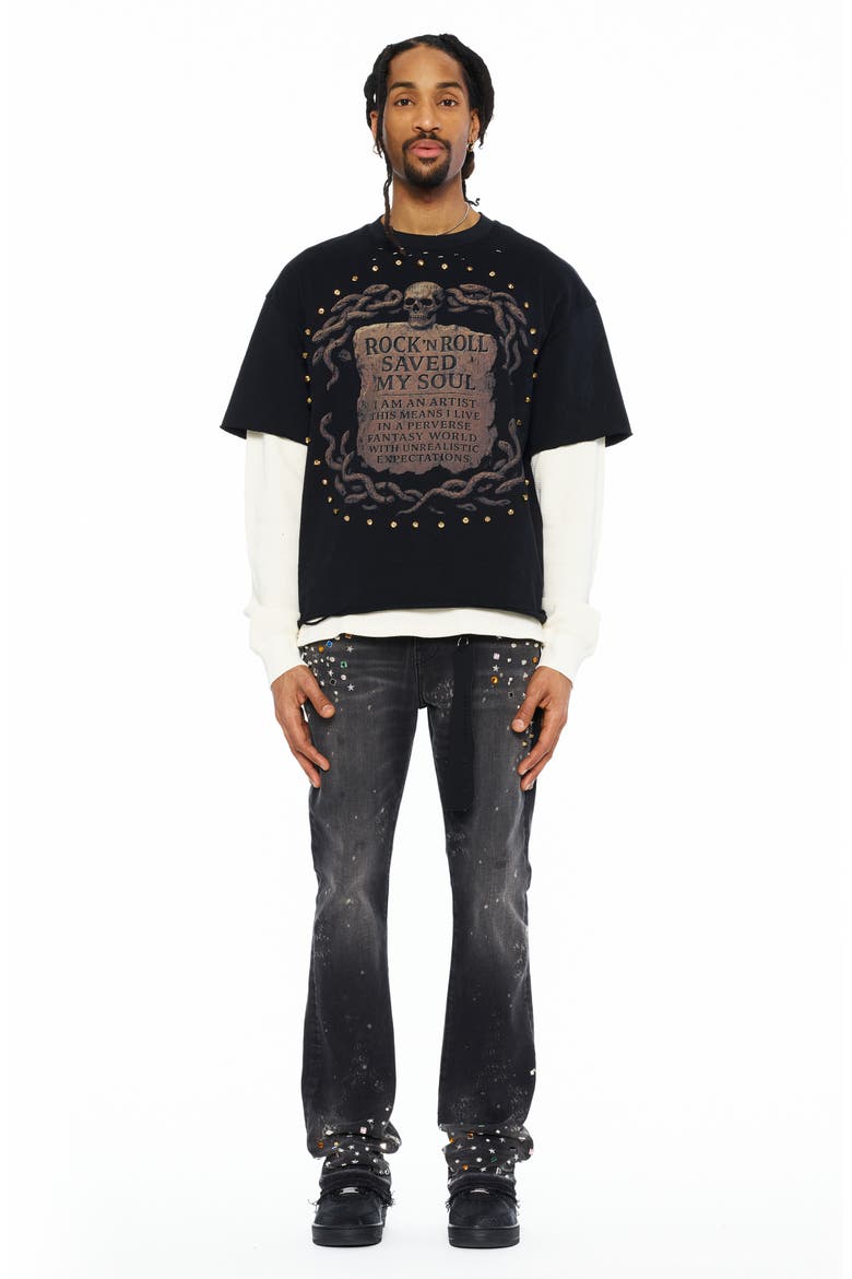 Lenny Studded Bootcut Jeans, Alternate, color, STAR