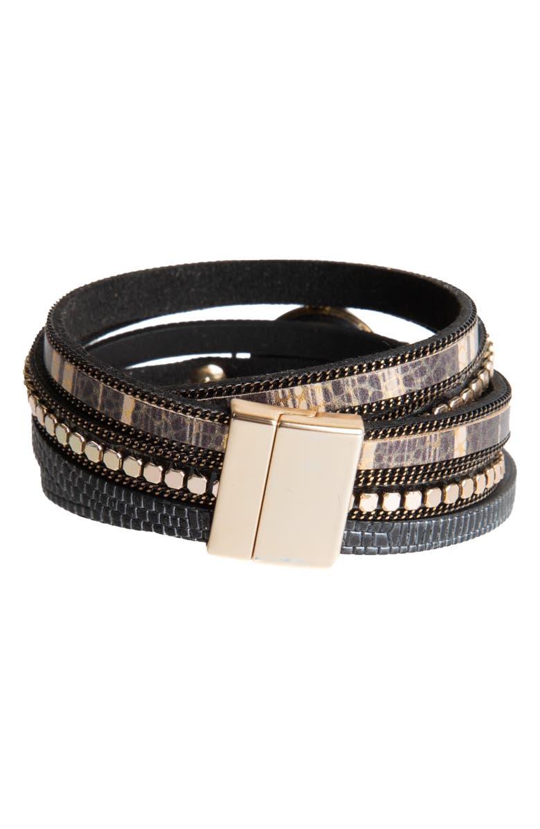 SAACHI Leather Strap Bracelet Watch, Alternate, color, 