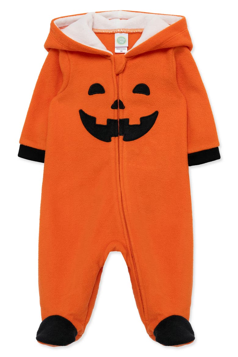 Kids' Pumpkin Fleece Footie, Main, color, ORANGE